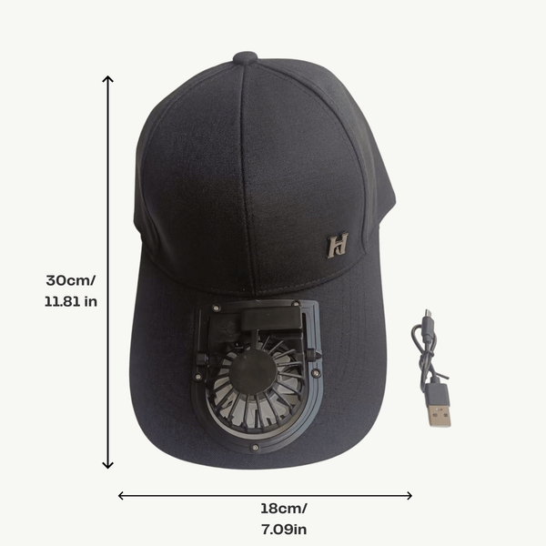USB Rechargeable Cooling Fan Baseball Cap, 3-Speed Adjustable Airflow Sun Hat for Outdoor Sports, Golf, Fishing, Hiking