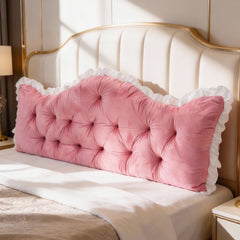 Large Ultra-Soft Comfortable Plush Backrest Pillow, Princess Style Reading Cushion, Neck and Back Support, Luxurious Fashionable Home Style Multifunctional Lace Ruffled Headboard Cushions, Suitable for Bedroom, Living Room, Dorm, Sofa Home Decor, Machine
