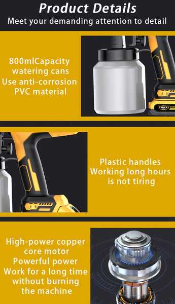 High Pressure and Low Flow HVLP Spray Gun, Suitable for Indoor and Outdoor Walls, Wood, Fences, Decks, Furniture - Including Adjustable Spray Mode and Ergonomic Design, Simple, Portable and Wireless, Suitable for Family Christmas Gifts.