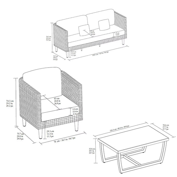 Agio Volos 4 Piece Deep Seating Patio Set + Cover