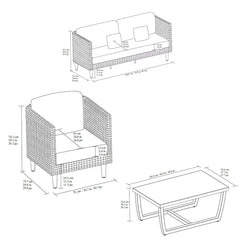 Agio Volos 4 Piece Deep Seating Patio Set + Cover