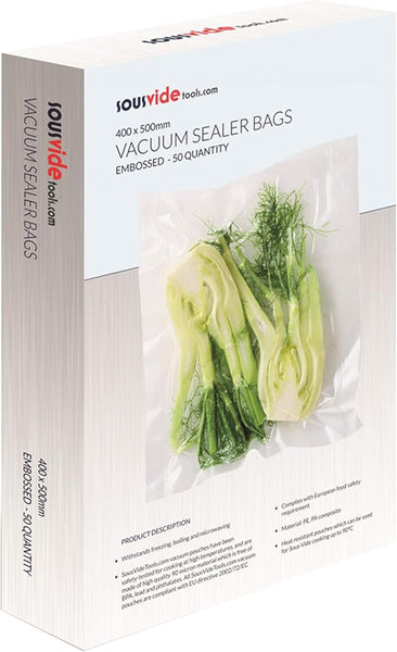 Sousvidetools | Vacuum Sealer Bags | Pack of 100 | 30Cm X 40Cm | Embossed Food Storage | Sous Vide Cooking, Freezing & Microwaving | [SVT-06005]
