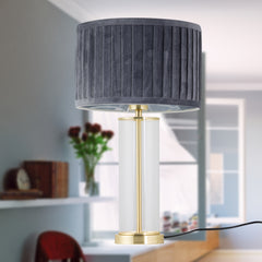 Aura - Satin Brass Table Lamp with Black Pleated Velvet Shade