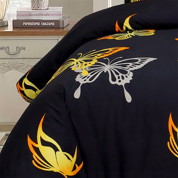 4pcs Printed Duvet Cover Set, Soft Comfortable Multi-design Printed Bedding Set, For Bedroom, Guest Room (1 Fitted sheet + 2 Pillowcases + Without Core) Trendy Design, Soft Fabric, Brushed Material, Lightweight