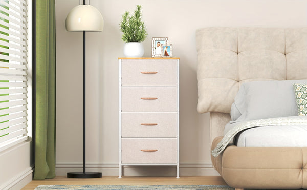 Modern 4-Drawer Dresser Storage Cabinet with Metal Frame & MDF Wood - Grey Spacious Dresser with Anti-Tip Safety & Adjustable Feet, Assembly, Standalone Furniture Unit Suitable for Bedroom or Living Room (17.7” X 11.8” X 35.8”)