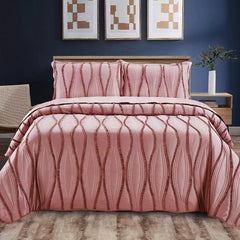Luxury 3-Piece Embossed Quilted Bedspread Set – Super Soft All-Season Microfiber Comforter with Matching Pillow Shams, Elegant Wave Design, Bed Throw Single Double King Size, Lightweight Yet Warm Modern Bedding Set, Ideal for Modern or Traditional Homes