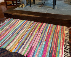 Chindi Rug Rug 100% Recycled Materials Striped Multi Coloured Bold Bright Boho Mats, Area Rugs, Runners, Carpets