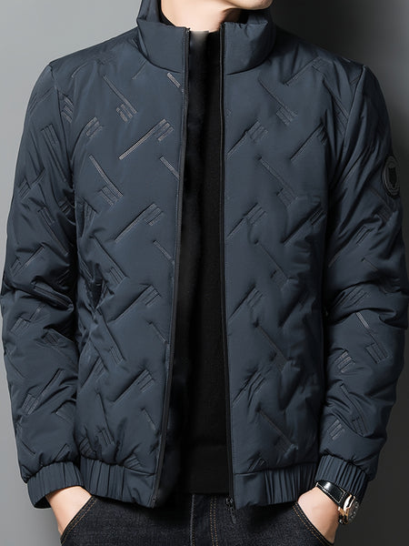 Lightweight Winter Stand Collar Jacket for Men, Quilted Thermal Business Casual Coat, Cold Weather Outerwear
