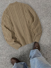 2025 Winter American Stand-Up Collar Half-Zip Knit Aran Sweater Mr. Pony Knitwear Pullover Card