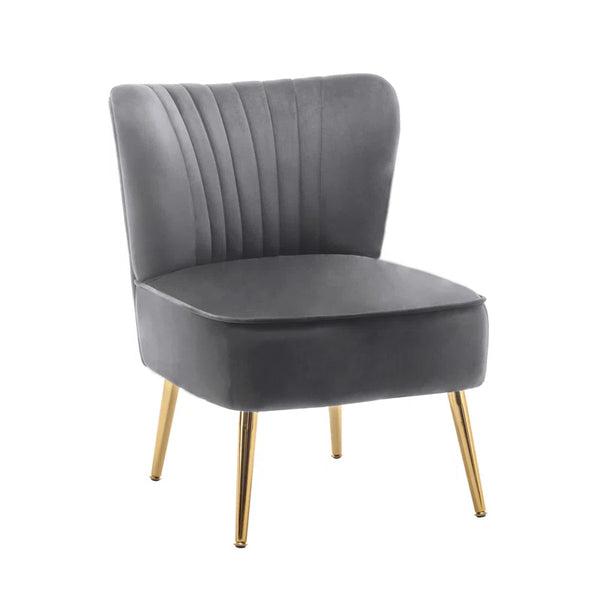 Seelinger Velvet Accent Chair with Gold Chrome Legs