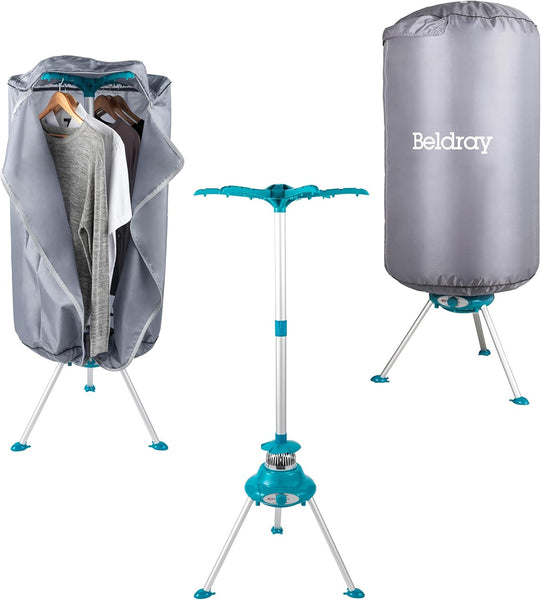 Beldray Heated Clothes Airer Pod - Hot Air Indoor Clothes Dryer with Cover, Quick Drying Time, Holds up to 10Kg, 6 Drying Arms for Hangers, 6 Heat Settings, Reduce Creases 900/1000W, LA041258