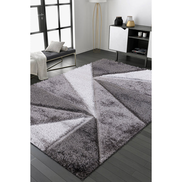 Luxury Soft Shaggy Area Rug – Modern Non-Shedding Geometric Triangles Design, High-Pile Plush Living Room Carpets, Large Thick Rug for Bedroom, Kitchen, Lounge & Home Décor – Contemporary Floor Rug & Mats