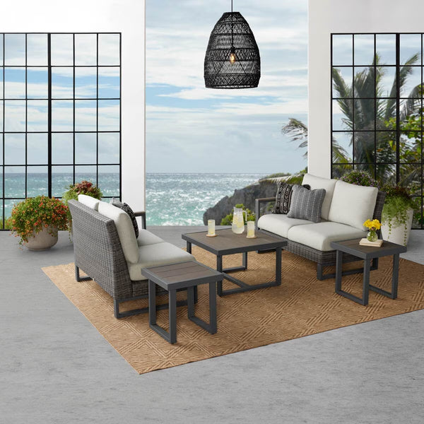 Agio Maricopa 5 Piece Woven Sectional Modular Patio Set + Cover
