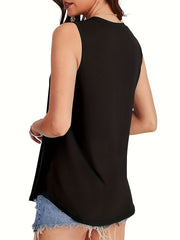 Women'S 3pcs Casual Sleeveless Tank Tops - Loose Fit, Round Neck, Solid Color, All-Season Comfort, Polyester Blend, Machine Washable, Ladies Tank Tops