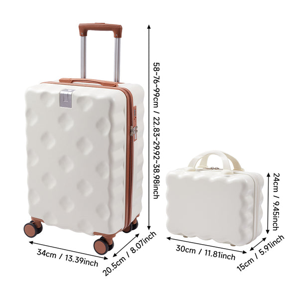 Luggage Set, 2 Piece Case Luggage, 20 Inch Suitcase Sets ABS+ PC Luggage, Travel Suitcase with Cup Holder, Hook, and Small Portable Hand Cabin Case