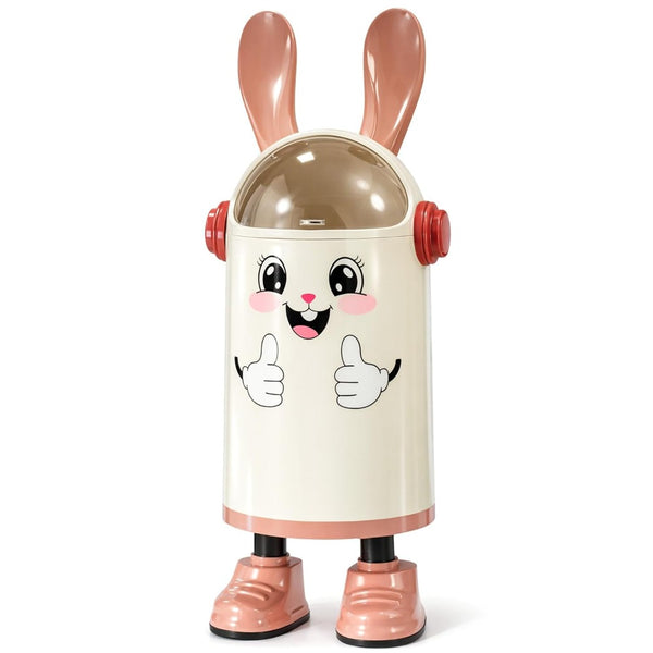 Cute Rabbit Creative Trash Can with Lid, Odor-Sealed Small Garbage Bin for Kitchen, Bathroom, Living Room, Bedroom & Office, Compact Space-Saving Design (Pink)