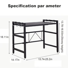 2/3 Layer Expandable Kitchen Microwave Stand with 6 Hooks, Designed for Efficient Utensil Organization, Adjustable Width Fits Most Microwaves, Promoting Orderliness And Ease In The Kitchen Festival Gifts