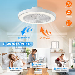Ceiling Fan with Light And Remote, 6 Speeds, 3 Colors, Modern LED Ceiling Light with Fan, Low Profile, Ceiling Lamp with Fan, Fan Lamp, for Living Room, Bedroom, Dinning Room, Kitchen, Office