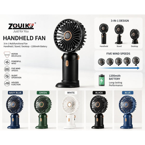 Rechargeable Handheld Fan Portable Mini USB Cooling Fan 5 Speed Silent Desktop Fan
