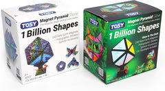 TOSY Magnet Pyramid Stone - 1 Cube Transforms into 1 Billion Shapes, 12 Pieces, 243 Magnets, Christmas Stocking Stuffers Gift for Kids, Holographic Design, Creative Puzzle STEM Toy