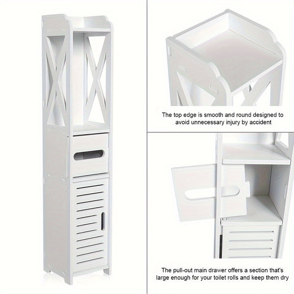 Under Sink Bathroom Cabinet, White Basin Cabinet, Bathroom Under Sink Bathroom Storage Units Freestanding, Wood Plastic Board Bathroom Storage Unit, 59.94X29.97X58.42cm