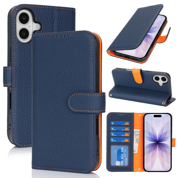 Phone Case: Magnetic Closure Genuine Leather Wallet Case for iPhone 17 Series RFID Blocking 4 Card Slots Premium Protection for 17 Pro Max 17 Air 17 Pro