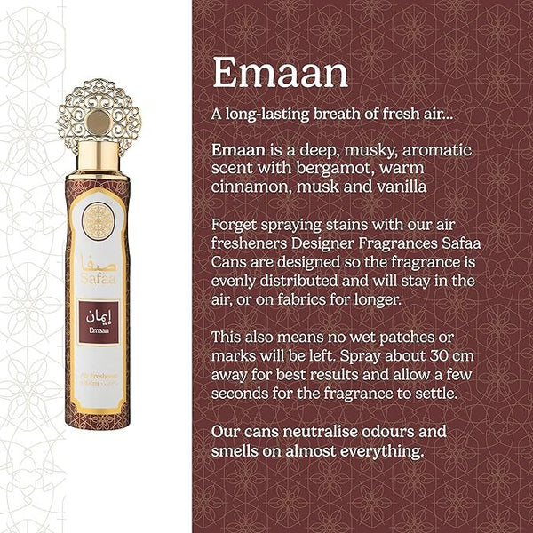 Dubai Luxury Air Freshener Set 4×300 ml — Amal • Emaan • Malika • Oud | Long-Lasting Natural Oil Spray for Home, Kitchen, Office, Car, and Bathroom
