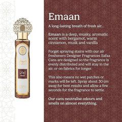 Dubai Luxury Air Freshener Set 4×300 ml — Amal • Emaan • Malika • Oud | Long-Lasting Natural Oil Spray for Home, Kitchen, Office, Car, and Bathroom