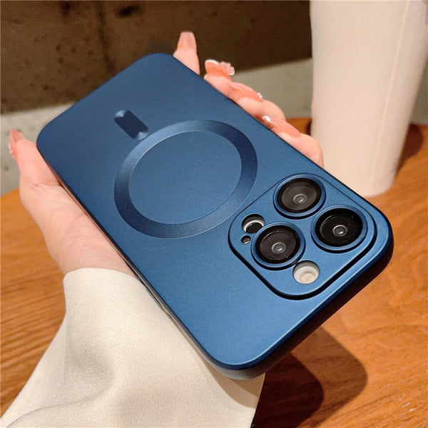 Luxury For Wireless Charging Case For IPhone 16 15 11 13 12 14 Pro Max Plus Magnetic Phone Cases Lens Protector Matte Cover