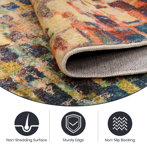 1pc Ultra Soft Cashmere Carpet – Soft Plush Low Pile Bohemian Rug, Non-Slip Rubber Backing Area Mat, Pet-Friendly & Machine Washable Floor Mat for Living Room, Bedroom & Home Decor, Perfect Holiday Gift