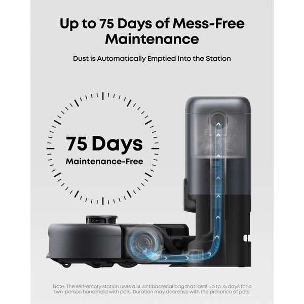Eufy Robot Vacuum 3-In-1 E20 with Handheld Vacuum, Stick Vacuum and Auto-Empty Station, T2070G10