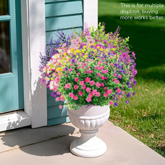 50 Bundles Outdoor Artificial Flowers - Lavender, Camellia, Horsetail Grass, Eucalyptus Leaves And More, UV Resistant Realistic Fake Flowers No Fading. Wedding Party
