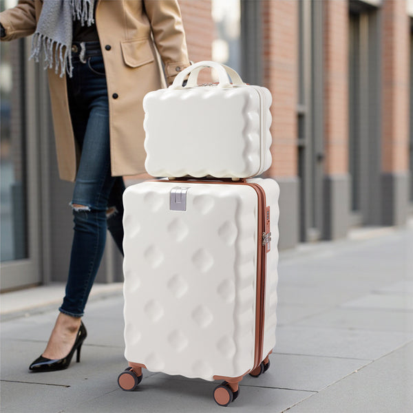 2pcs Luggage Set Cabin Suitcase, Lightweight Luggage Hard Shell Travel Trolley Case, Travel Suitcase Sets with Cup Holder and Hook, Carry on Hand Cabin Luggage with Beauty Case