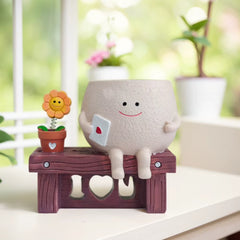 Unique Sit Long Chair Succulent Pots Smile Face Planter Pot Resin Unique Cute Head Flower Planter for Indoor Outdoor Plants