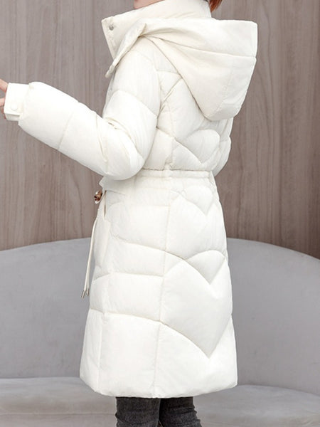 Women's Winter Coat - Thickened Warm Mid-Length Jacket with Front Zipper Closure, Waist-Hugging Fit, Side Pockets - Elegant Cold Weather Outerwear for Everyday & Formal Events - Ladies Winter Coats, Durable Warmth