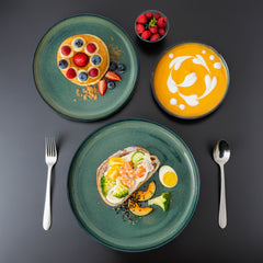 12pcs Reactive Glaze Dinnerware Set With Dinner Plate, Dessert Plate, And Cereal Bowl, Service For 4