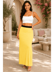 Women'S Full Length Maxi Skirt – High Waist Stretch Long Skirt | Soft Lightweight Casual Skirt | Modest Everyday Wear | Elastic Waist Maxi Skirt for Women