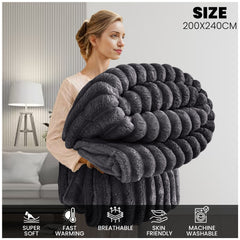 GC GAVENO CAVAILIA Luxuriously Ribbed Throw, Soft Plush Fleece Blanket, Lightweight and Cosy Sofa Bed throw, 200x240cm, Premium Quality Polyester Decorative Throw for Home Comfort | Fast Dispatch from Local Warehouse | Trusted UK Brand