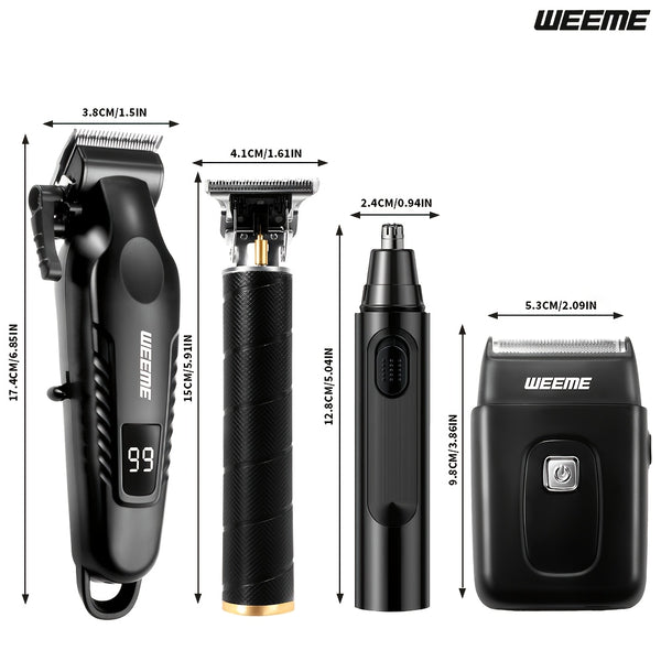 WEEME 4pcs 3pcs 2pcs 1pc Black Golden Hair Clippers For Men Professional, Beard Trimmer Kit, Cordless Clippers And Trimmers Set, Electric Razor Shavers And Nose Trimmer, Mens Grooming Kit For Barber, Valentines Day Christmas Gifts For Him