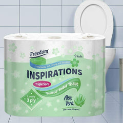 Freedom Inspiration 45 Luxury Toilet Rolls - 3-Ply Bathroom Tissue with Aloe Vera Fragrance Pack Scented Sheets Wipes