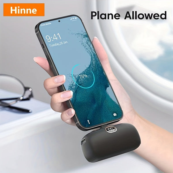 Hinne 5000mAh Mini Portable Charger, Ultra-Compact Battery Pack Travel Phone Charger, Emergency Power Pocket Power Bank, USB Mobile Backup Battery Pack, Gift.