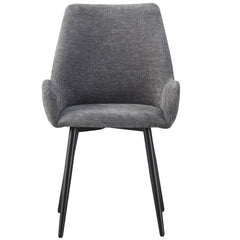 MOF Set of 4 Dining Chairs with Armrests - Mid-Century Upholstered Dining Chairs with Soft Cushioned Seat & Black Metal Legs for Dining Room, Living Room, Kitchen or Vanity Chair