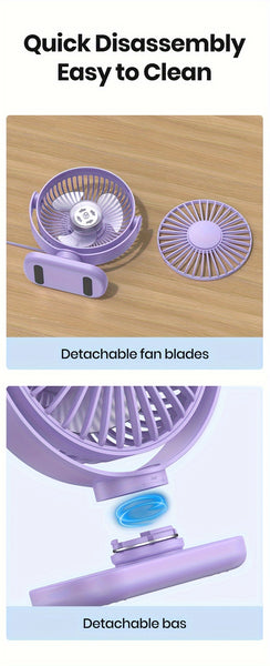 TOPK Mini USB Desk Fan, 3-Speed Adjustable Airflow, Low Noise Quiet Operation, 360° Flexible Rotation, Compact Portable Design for Home, Office & Bedroom