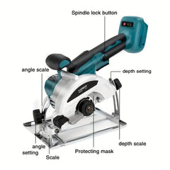 [Machine ONLY]Electric Circular Saw 125mm, Brushless motor,High Power Wood Cutting Saw for Hardwood, MDF, Plywood, Bamboo and PVC Pipe - Corded DIY & Professional Circular Saw