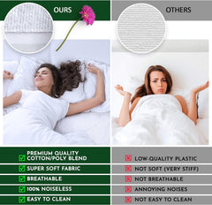 Caroline Shatuik 100% Waterproof Mattress Protector Double-30Cm Extra Deep Stretch Skirt Non-Noisy Terry Top Fitted Mattress Protector Double Bed Cover(137X190Cm)