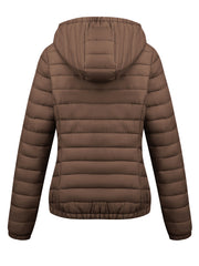 Women's Autumn/Winter Fashion Simple Versatile Lightweight Commuter Hooded Padded Coat with Pockets