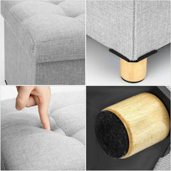 Folding Storage Ottoman Footstool with Lid Upholstered Ottoman Storage Box 38x38x32cm for Hallway Livingroom Bedroom Dark Grey