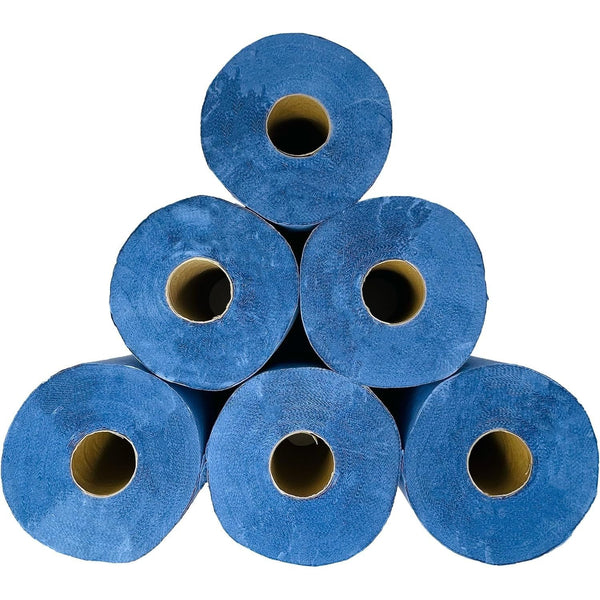 6 x Centrefeed Blue Rolls | 2 Ply Embossed Paper Towels | 110m | Strong & Absorbent | UK Supplier | Perfect for Commercial & Kitchen Use Cleaning