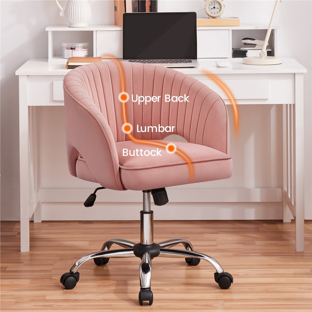Costoffs Office Chair Tufted Desk Chair with Height Adjustable Seat, Swivel Barrel Accent Chair with Rolling Wheels for Home Office, Pink/White/Cream/Dark Grey/Light Grey
