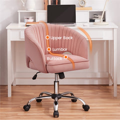 Costoffs Office Chair Tufted Desk Chair with Height Adjustable Seat, Swivel Barrel Accent Chair with Rolling Wheels for Home Office, Pink/White/Cream/Dark Grey/Light Grey